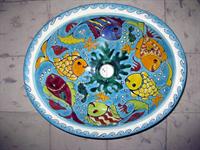 Farverig Mexicansk Håndvask med fiske motiv
