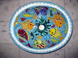 Farverig Mexicansk Håndvask med fiske motiv